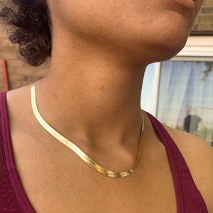 14k Italy herringbone necklace gold